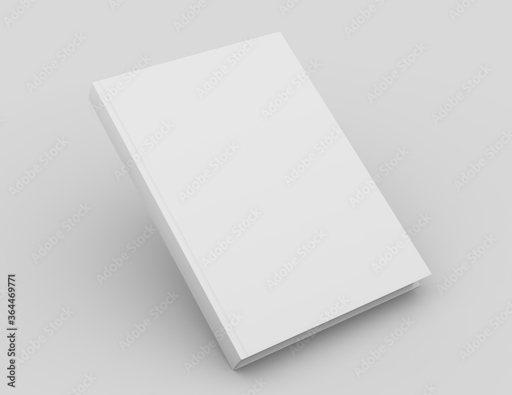 Hard-cover book on white background. Template of a white blank book. 3D rendering. Hard-cover book on white background. Template of a white blank book. 3D rendering.