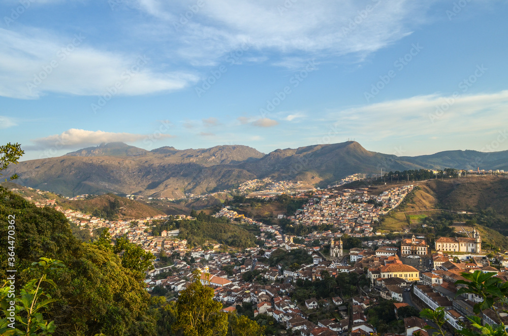 View of Ouro Pret with mountains at background. This city is located in Brazil and was the first Unesco word heritage in latin America.
