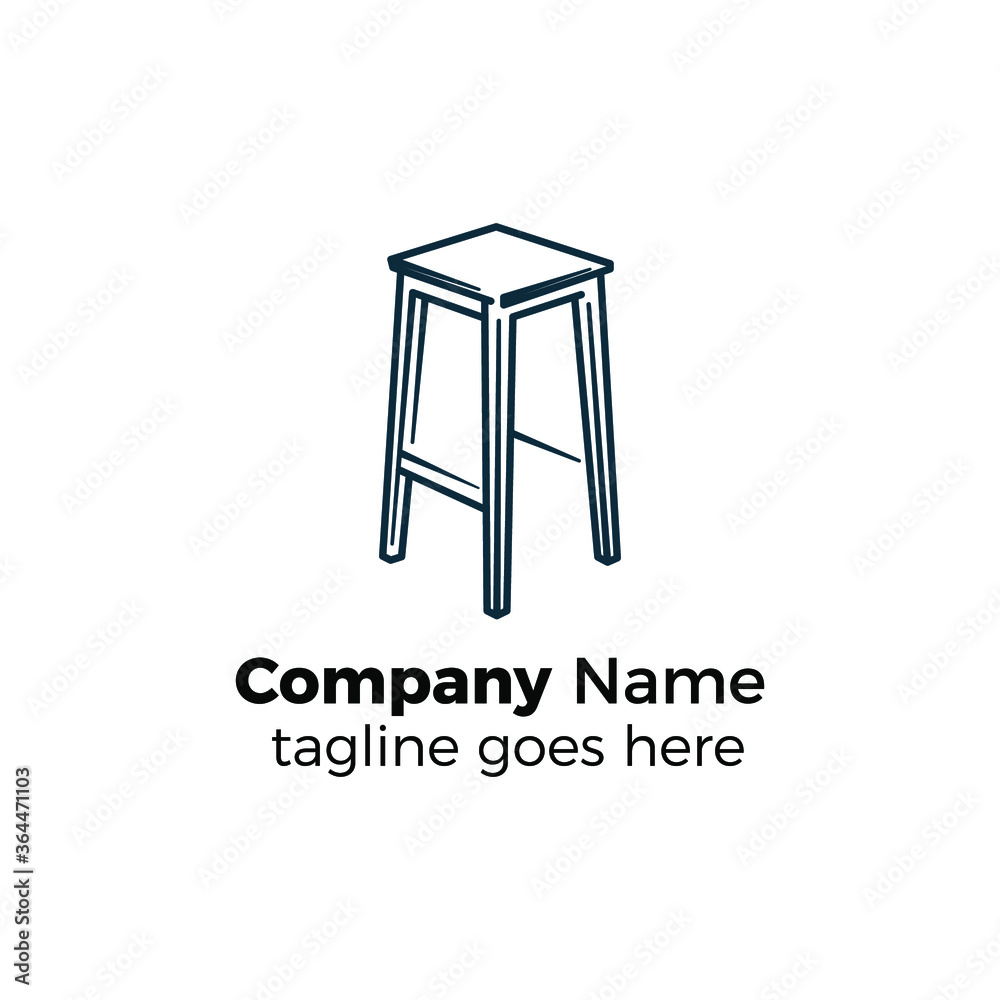 bar stool chair logo design icon vector illustration simple line