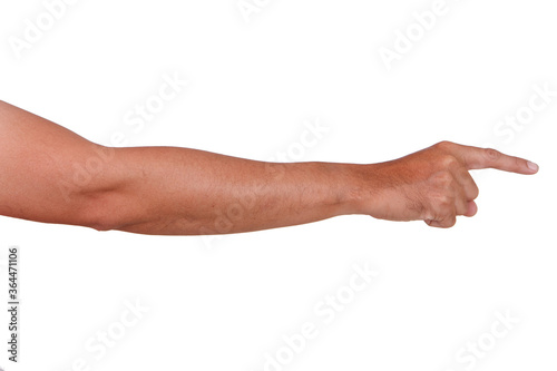 Male Asian hand gestures isolated over the white background. 