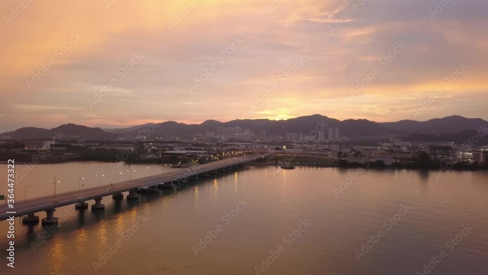 Sunset hour at Penang Second Bridge at Batu Maung. Sunset hour at Penang Second Bridge at Batu Maung.