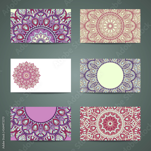 Cards collection, delicate floral pattern. Vector background. Card or invitation. Vintage decorative elements. Hand drawn background. Islam, arabic, indian, ottoman motifs.