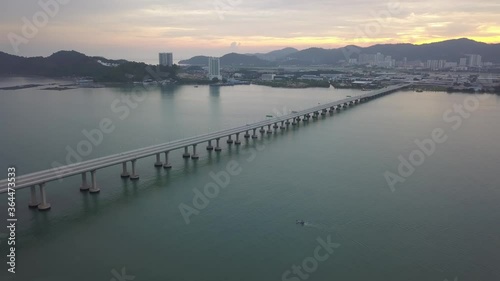 Wallpaper Mural Aerial view a boat move near the Penang Second Bridge at Batu Maung. Torontodigital.ca
