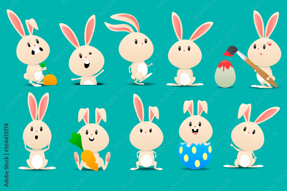 Vector set of cute rabbits Vector set of cute rabbits