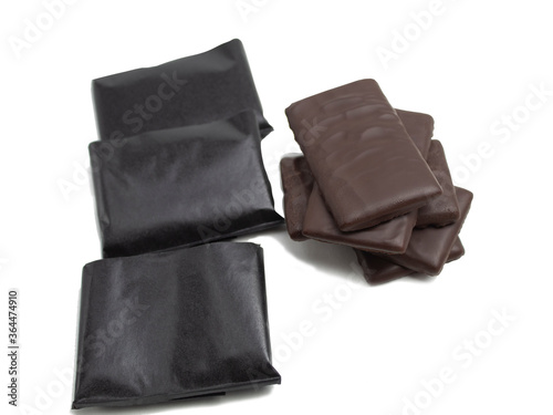 Dark chocolate on an isolated white background
