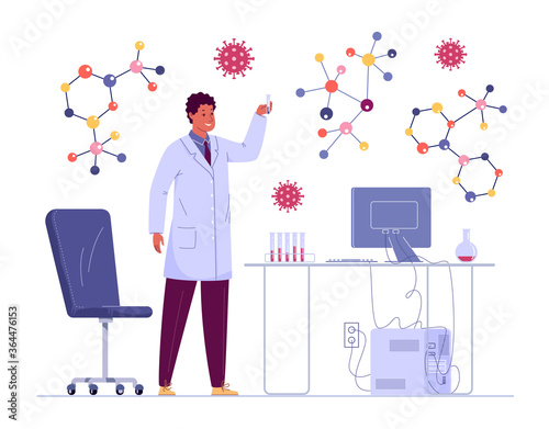 In a bright, modernly equipped laboratory, a young microbiologist is working on a new medicine. We got the formula!