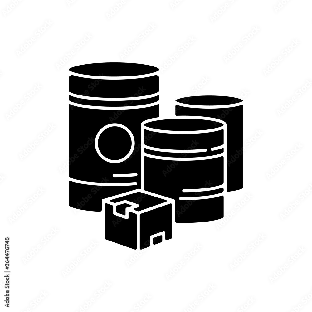 Raw materials black glyph icon. Natural resources, industrial