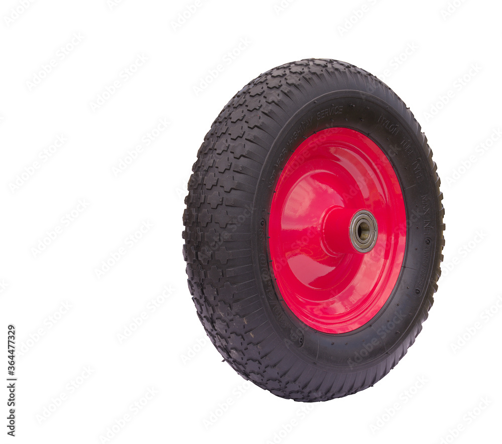 New wheel of a garden cart, isolate on a white background. not for highway New wheel of a garden cart, isolate on a white background. not for highway