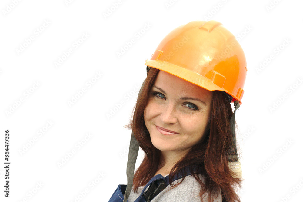 woman in a construction helmet portrait isolate woman in a construction helmet portrait isolate