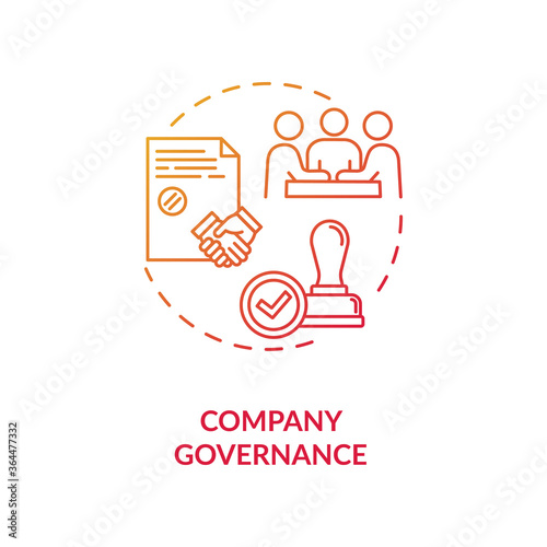 Company governance concept icon. Corporate management. Business partnership. Board of directors meeting idea thin line illustration. Vector isolated outline RGB color drawing