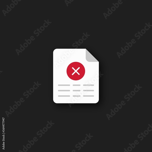 Blacklist illustration. White document with red no access symbol on black background.
