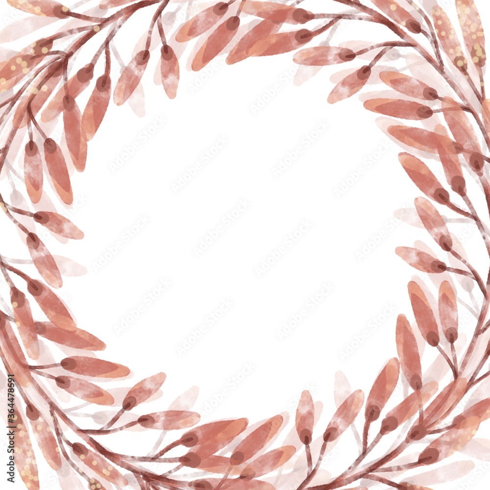 Watercolor frame made of barberry branches for decorating a celebration on a white background