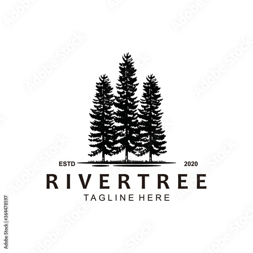 Pine tree logo design symbol template