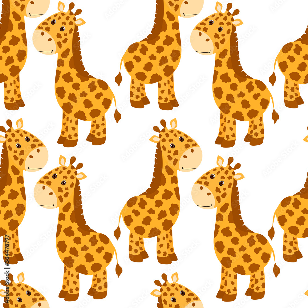 Obraz premium Seamless pattern cute animals giraffe vector illustration.