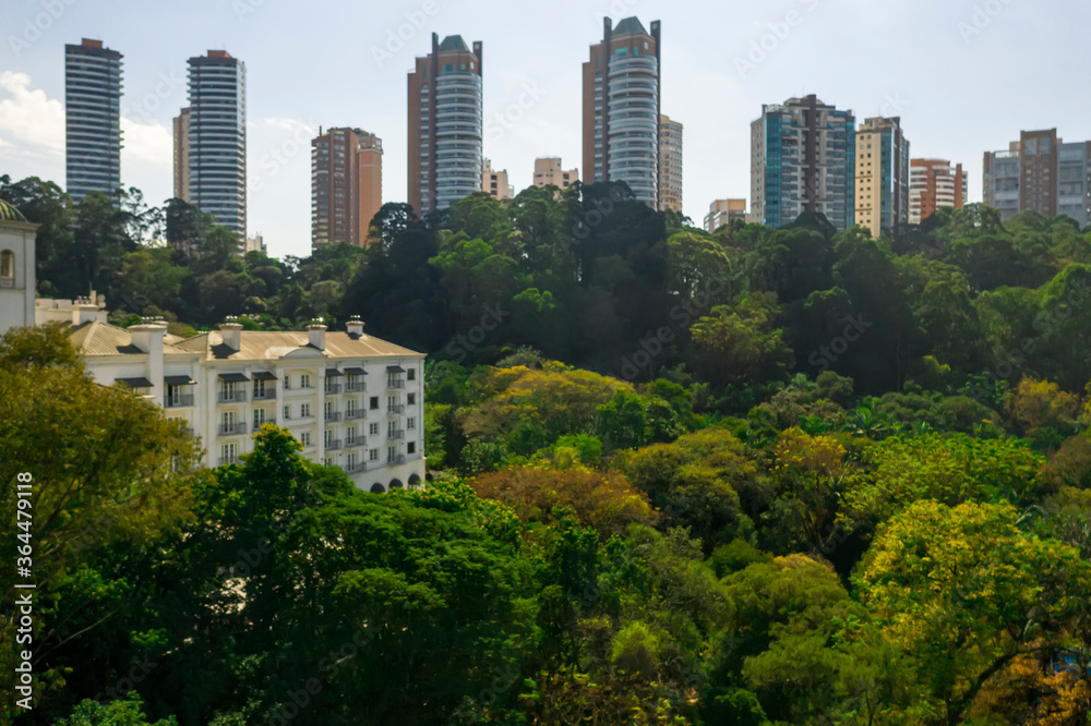 Fototapeta premium Fotos aéreas de parques em São Paulo, contraste da Natureza e o asfalto