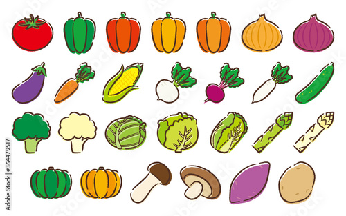 Print op canvas Hand drawn Vegetable set