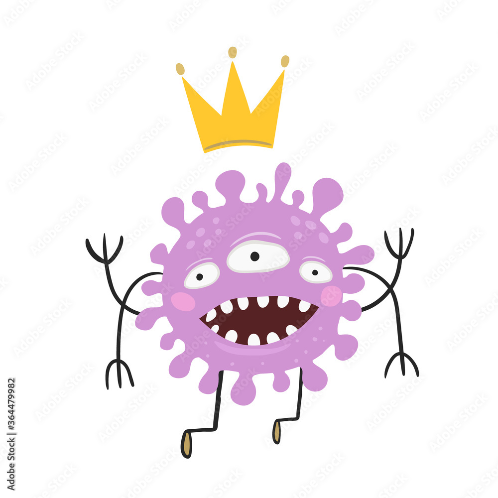 Obraz premium Character shaped cell of a fun virus ikon