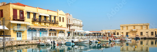 Panorama of Rethymno venitian habor in Crete, Greece photo