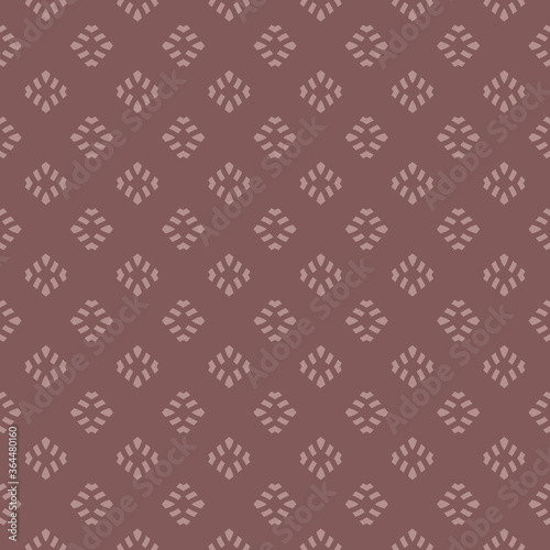 Vintage geometric seamless pattern. Vector abstract texture with small shapes. Brown color. Ethnic folk style ornament. Simple minimal retro background. Repeat design for decor, wallpapers, textile