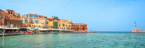 Panorama of th venitian habor of Chania in Crete, Greece