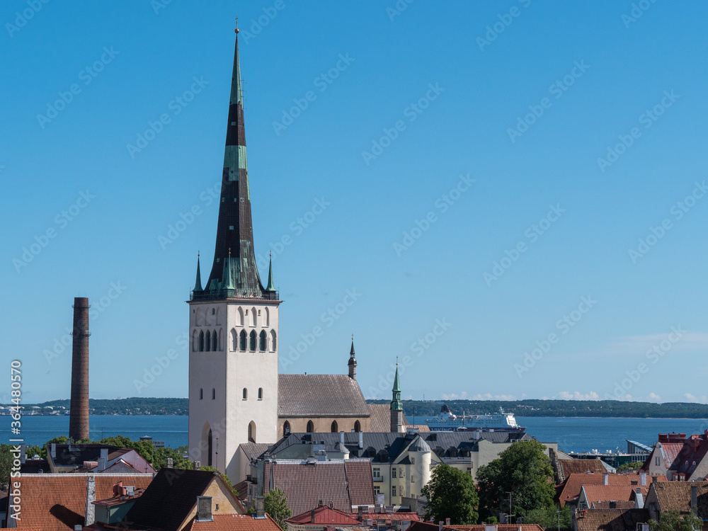Aerial view of city Tallinn Estonia business district Aerial view of city Tallinn Estonia business district