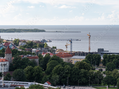 Aerial view of city Tallinn Estonia business district photo