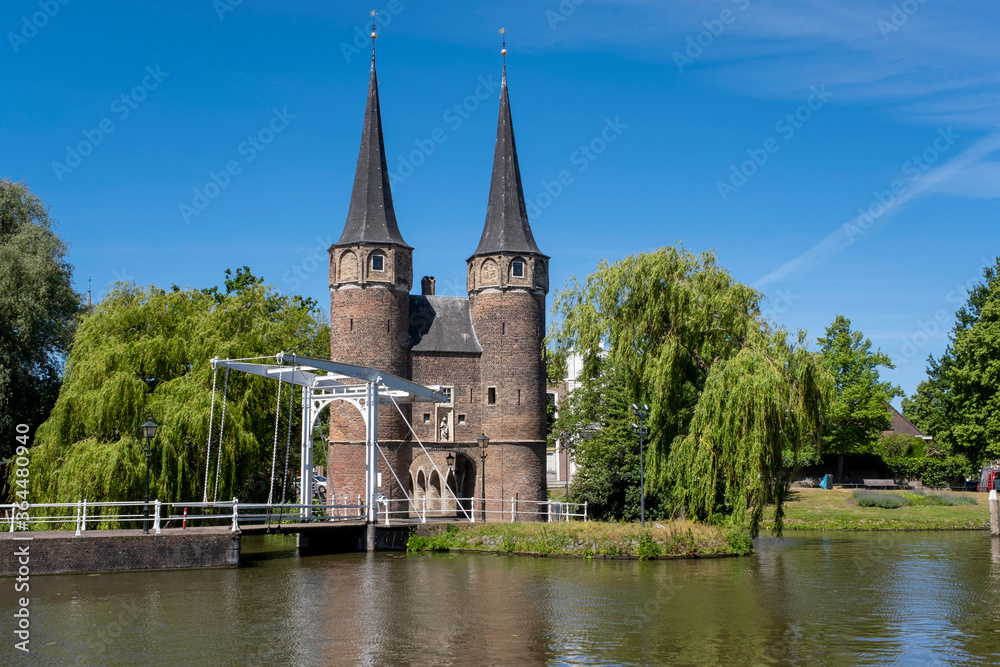 Oostpoort or Eastgate in de old city of Delft Holland