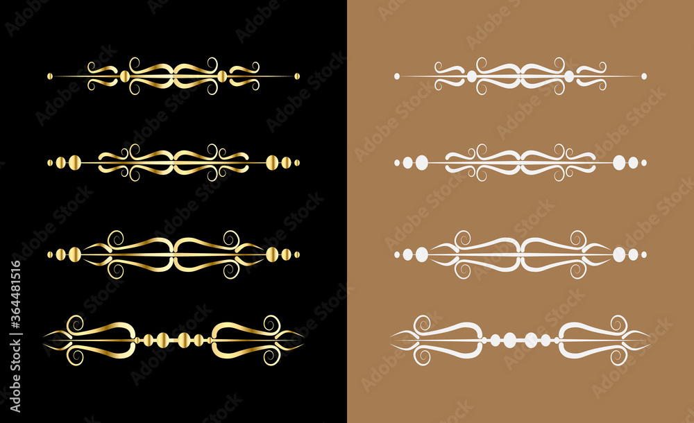 set Luxury Gold vintage invitation filigree decoration Ornamental curls ...