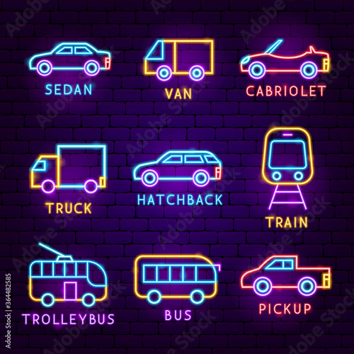 Car Transport Neon Label Set