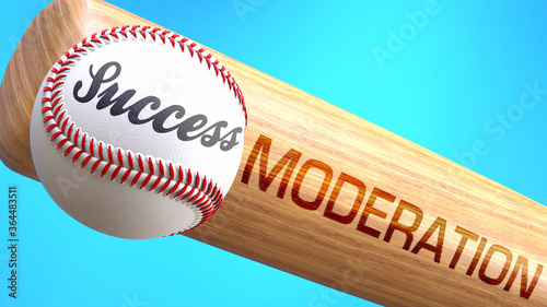 Slika na platnu Success in life depends on moderation - pictured as word moderation on a bat, to show that moderation is crucial for successful business or life