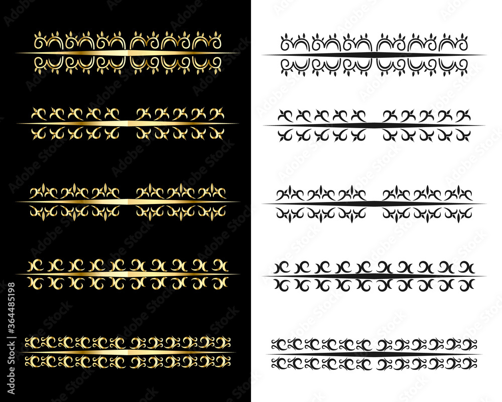 set Luxury Gold vintage invitation filigree decoration Ornamental curls ...