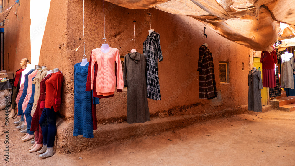 Cloth shop in Tinghir, Morocco
