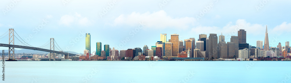 Panoramic city skyline of San Francisco across the bay. Panoramic city skyline of San Francisco across the bay.