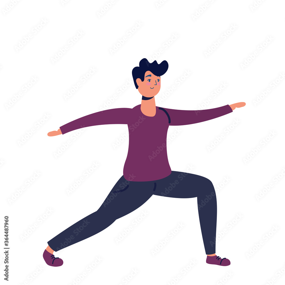 young man practicing exercise character