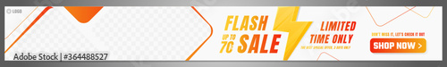 Flash Sale Banner with thunder sign and space for your image. Standard size for leaderboard. Vector illustration