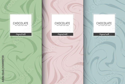Chocolate bar packaging set. Trendy luxury product branding template with label pattern for packaging. Vector design...