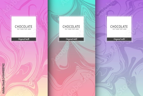 Chocolate bar packaging set. Trendy luxury product branding template with label pattern for packaging. Vector design...