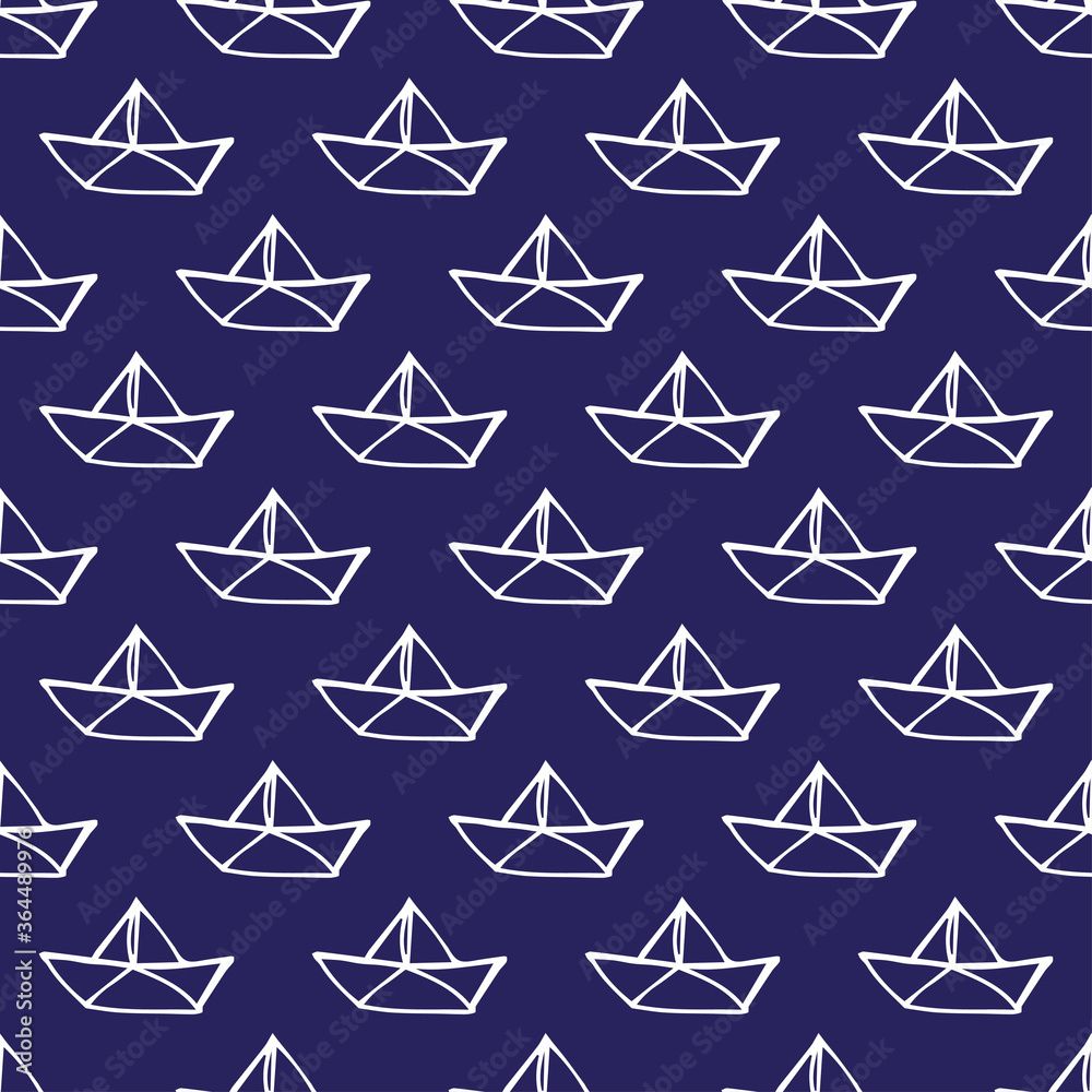 Seamless hand drawn pattern with paper boats Seamless hand drawn pattern with paper boats