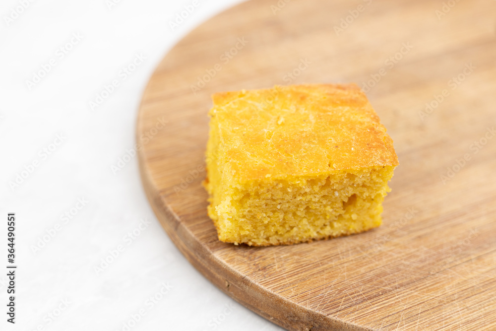 Homemade cornbread served on the plate Homemade cornbread served on the plate