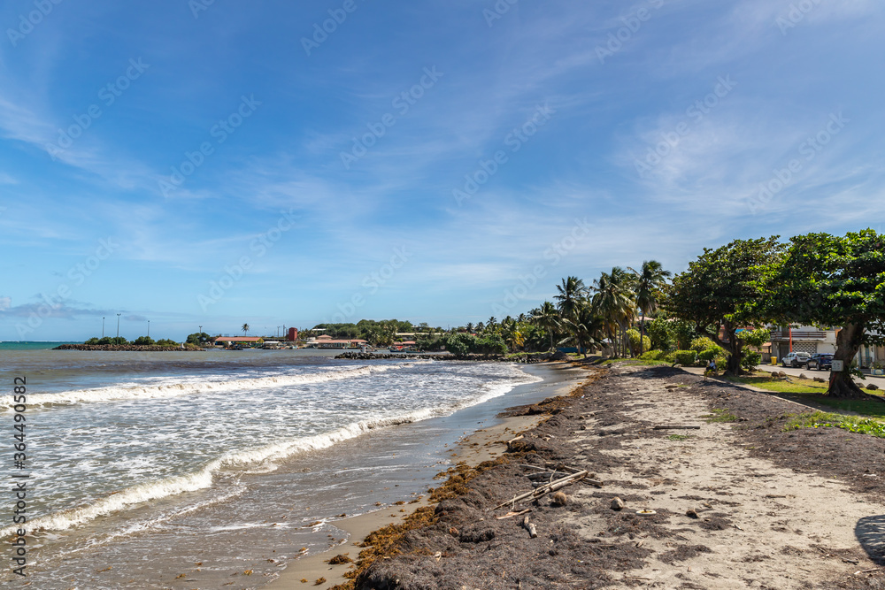 Shore line and muddy ocean water in Vauclin, Martinique, France Shore line and muddy ocean water in Vauclin, Martinique, France