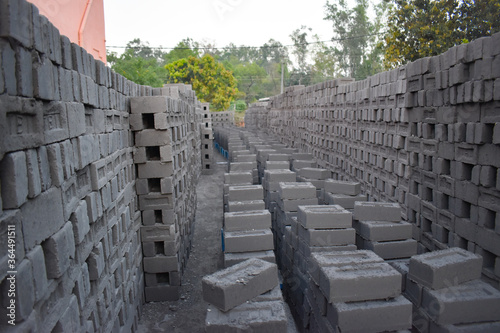 Fly ash bricks in blocks for sale at brick factory