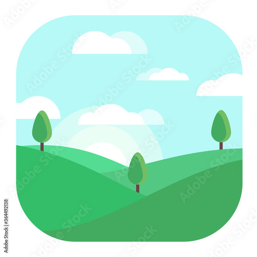 Morning Landscape Modern Conceptual Design Illustration Vector
