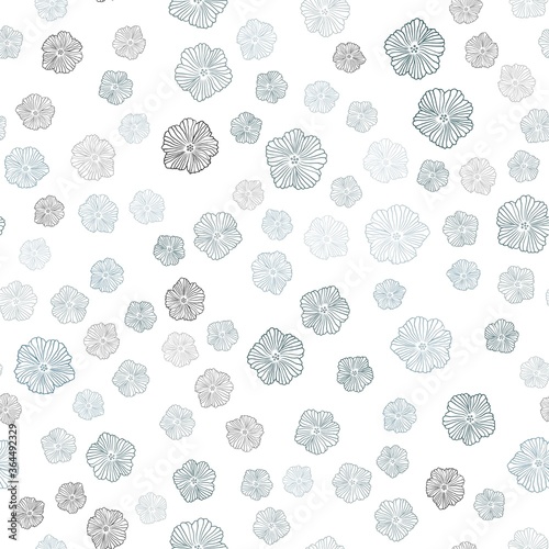 Light Blue, Red vector seamless abstract design with flowers. Colorful illustration in doodle style with flowers. Texture for window blinds, curtains.