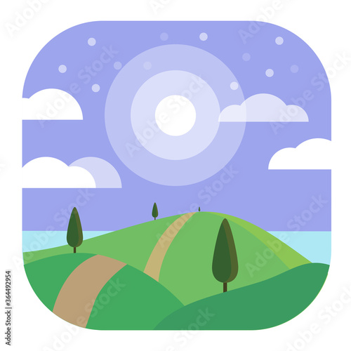 Night Landscape Modern Conceptual Design Illustration Vector