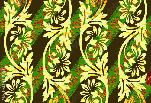 Indonesian batik motifs with very distinctive plant patterns