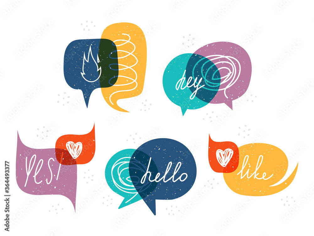 A set of chat Icons in a flat cartoon style, isolated on a white background.Speech bubble symbols for your website design, logo, app, user interface. Vector illustration