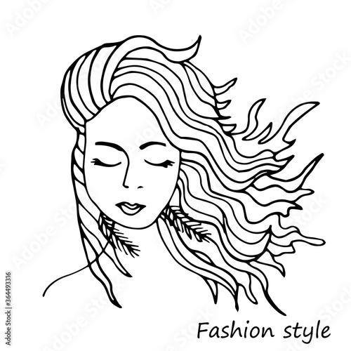 fashionable girl with developing hair