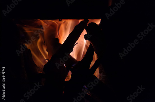  Wood Burning In Furnace In A Home During Winter