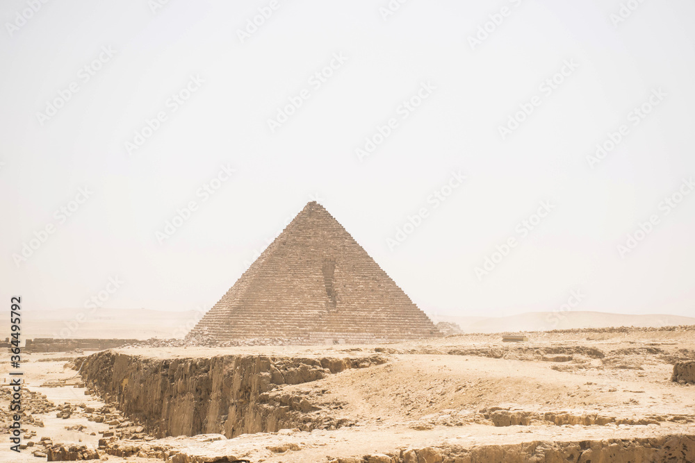 great pyramids of giza, Egypt. Scenic view from the desert. Unesco heritage location. Famous archeology landmark. Ancient architecture of the pyramids. 