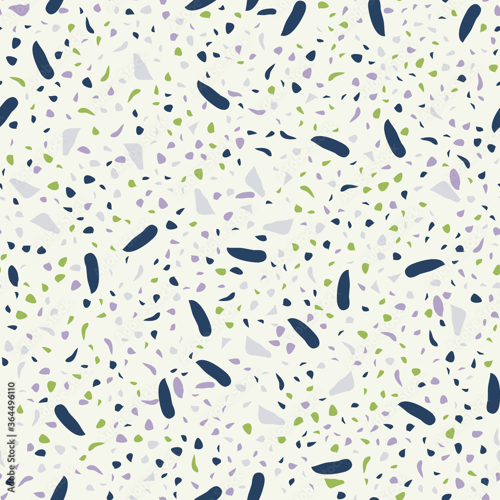 Terrazzo flooring vector seamless pattern. Texture of floor, composed of different kind of stone.
